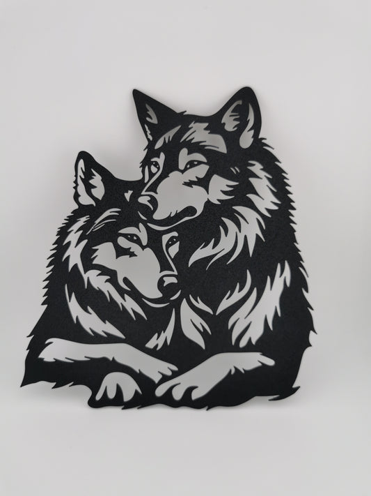 2D Wolf Couple Wall Art
